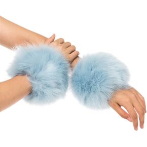 Lucky Leaf Women Winter Wrist Warmers Faux Fox Fur Soft Cuffs Band Ring for Cold Weather