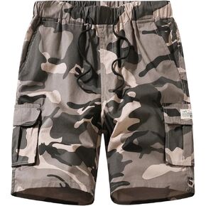 XinYangNi Women's Casual Cotton Cargo Shorts Elastic Waist Drawstring Loose Fit Lightweight Multi Pocket