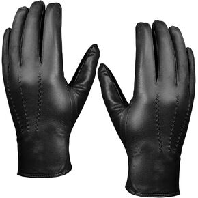 SURAWIL Mens Dress Leather Gloves Touchscreen, Genuine Leather Winter Fleece Lined Gloves For Men SUM05-US