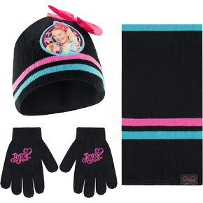 Nickelodeon girls Winter Hat, Scarf, and Kids Gloves Sets, Jojo Siwa Beanie for Ages 4-7