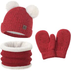 Baby Boy Hats 6-12 12-18 Months Toddler Girl Scarf And Mitten Gloves Set 1-2 2t-4t Kids Pom Beanie Winter Accessories Age 6-8 in Kuwait