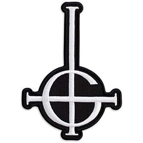 Ghost BC Grucifix Cross Symbol Heavy Metal Doom Hard Rock Band Embroidered Patch Iron On (3.5" x 4.9", White) in Saudi Arabia