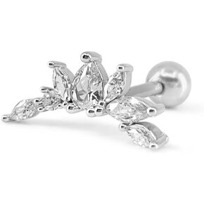 B:PSoem Cartilage Piercing Fashion Jewelry Earrings Elegant Crown Leaf Top design is 14.5mm long 16G thicknes bar with 6mm length ball back clousure in Saudi Arabia