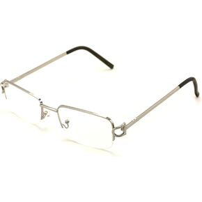 V.W.E. Rectangular Frame Clear Lens Designer Half Rim Eyeglasses Metal Glasses