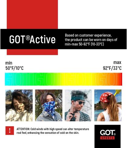 GOT Sports Tube Bandana - قناع للرقبة للنساء والرجال، قناع للوجه، لفافة للرقبة، وشاح للرأس، حماية للشعر المجعد أثناء النوم in Kuwait