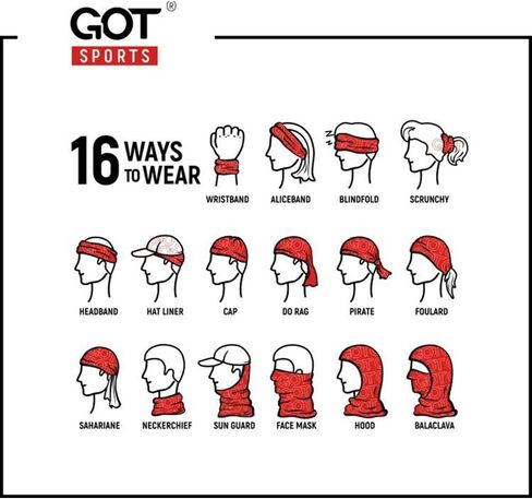 GOT Sports Tube Bandana - قناع للرقبة للنساء والرجال، قناع للوجه، لفافة للرقبة، وشاح للرأس، حماية للشعر المجعد أثناء النوم in Kuwait