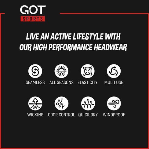 GOT Sports Tube Bandana - قناع للرقبة للنساء والرجال، قناع للوجه، لفافة للرقبة، وشاح للرأس، حماية للشعر المجعد أثناء النوم in Kuwait