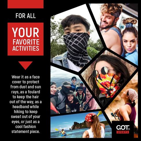 GOT Sports Tube Bandana - قناع للرقبة للنساء والرجال، قناع للوجه، لفافة للرقبة، وشاح للرأس، حماية للشعر المجعد أثناء النوم in Kuwait