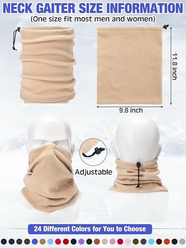 24 قطعة من الصوف الشتوي لتدفئة الرقبة قابلة للتعديل، وشاح بالاكلافا مقاوم للرياح، غطاء وجه شتوي مقاوم للرياح للرجال والنساء للتزلج والتسلق والتزلج على الجليد وركوب الدراجات النارية، الوان متعددة، مقاس in Kuwait