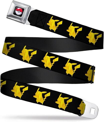 Buckle-Down Seatbelt Belt - Pikachu Silhouette Black/Yellows - 1.0" Wide - 20-36 Inches in Length in Saudi Arabia