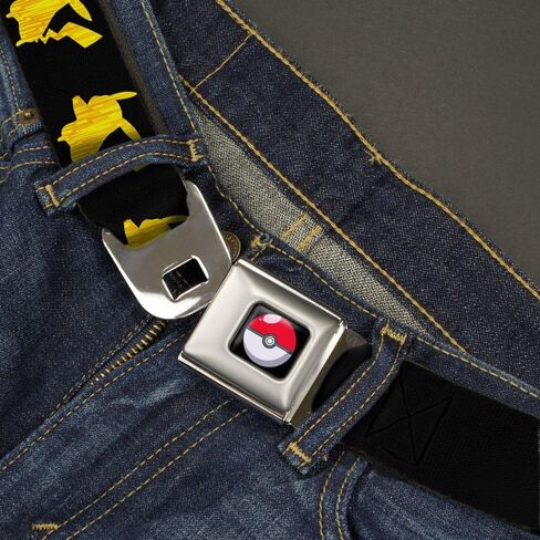 Buckle-Down Seatbelt Belt - Pikachu Silhouette Black/Yellows - 1.0" Wide - 20-36 Inches in Length in Saudi Arabia