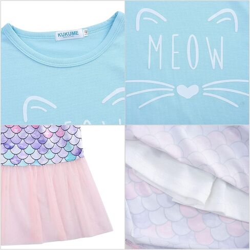 Kukume Girls Skirt Sets Ruffle Sleeve T-Shirt Top and Tulle Mermaid Tail Skirt 2 Piece Outfit Set 3-12 Years in Saudi Arabia