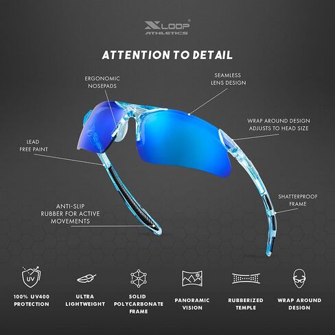 نظارات شمسية رياضية للأطفال من X LOOP للأولاد والبنات والأطفال من سن 3 إلى 10 سنوات، نظارات البيسبول وركوب الدراجات اللينة UV400 in Kuwait