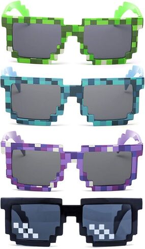 kilofly 4pc 8-Bit Pixel UV Protect Gamer Sunglasses Adult Kids Party Favors in Saudi Arabia