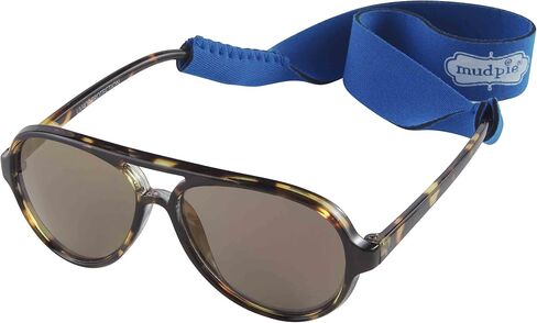 Mud Pie Boys Baby Sunglasses with Strap Set, Tortoise Aviator, 0-2 Years in Saudi Arabia