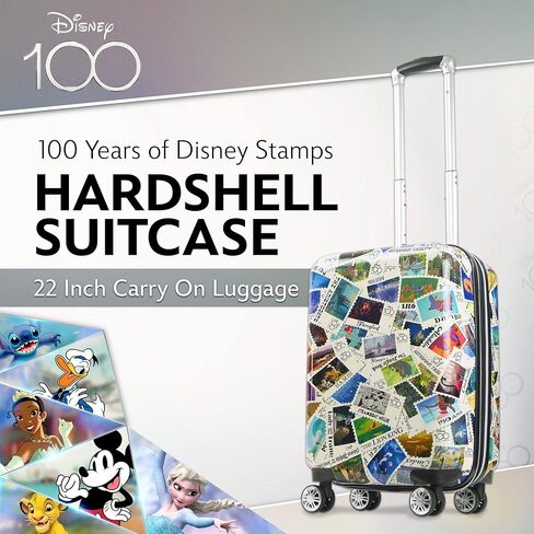 حقيبة سفر FUL Disney 100 مقاس 30 بوصة، حقيبة صلبة ذات طوابع ديزني 100 عام مع عجلات دوارة، متعددة in Kuwait