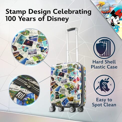 حقيبة سفر FUL Disney 100 مقاس 30 بوصة، حقيبة صلبة ذات طوابع ديزني 100 عام مع عجلات دوارة، متعددة in Kuwait