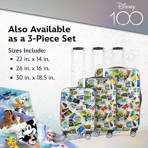 حقيبة سفر FUL Disney 100 مقاس 30 بوصة، حقيبة صلبة ذات طوابع ديزني 100 عام مع عجلات دوارة، متعددة in Kuwait