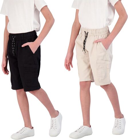 TONY HAWK Boys Twill Shorts with Cargo Pockets 2 Pack Pull on Skate Short for Kids in Kuwait