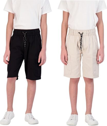 TONY HAWK Boys Twill Shorts with Cargo Pockets 2 Pack Pull on Skate Short for Kids in Kuwait