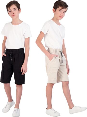 TONY HAWK Boys Twill Shorts with Cargo Pockets 2 Pack Pull on Skate Short for Kids in Kuwait