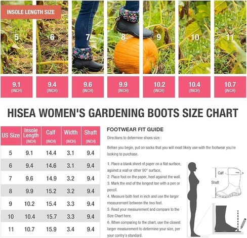أحذية HISEA النسائية المطاطية للحديقة مقاومة للماء معزولة للحديقة، أحذية البستنة متوسطة الارتفاع للعمل في الطين في الهواء الطلق in Saudi Arabia