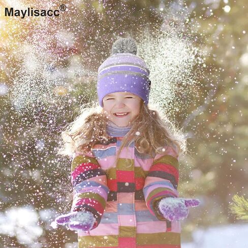 مجموعة وشاح وقفازات شتوية للأطفال من MAYLISACC مكونة من 3 قطع للأولاد والبنات الصغار من سن 3 إلى 6 سنوات، قفاز مخطط بوم صغير لتدفئة الرقبة in Saudi Arabia