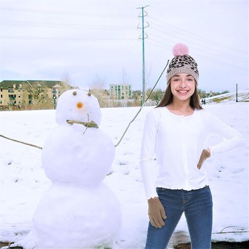 مجموعات قبعة وقفازات للفتيات من Polar Wear - إكسسوارات شتوية للطقس البارد للأطفال - مجموعات قبعات بوم بوم للأطفال - مجموعة قبعات صغيرة مكونة من قطعتين للفتيات الكبيرات in Kuwait