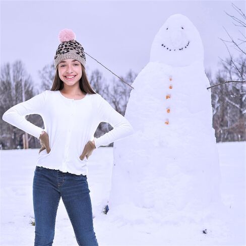 مجموعات قبعة وقفازات للفتيات من Polar Wear - إكسسوارات شتوية للطقس البارد للأطفال - مجموعات قبعات بوم بوم للأطفال - مجموعة قبعات صغيرة مكونة من قطعتين للفتيات الكبيرات in Kuwait