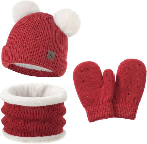 Baby Boy Hats 6-12 12-18 Months Toddler Girl Scarf And Mitten Gloves Set 1-2 2t-4t Kids Pom Beanie Winter Accessories Age 6-8 in Kuwait