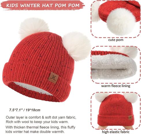 Baby Boy Hats 6-12 12-18 Months Toddler Girl Scarf And Mitten Gloves Set 1-2 2t-4t Kids Pom Beanie Winter Accessories Age 6-8 in Kuwait