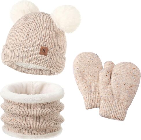 Baby Boy Hats 6-12 12-18 Months Toddler Girl Scarf And Mitten Gloves Set 1-2 2t-4t Kids Pom Beanie Winter Accessories Age 6-8 in Saudi Arabia