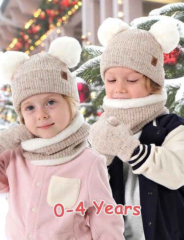 Baby Boy Hats 6-12 12-18 Months Toddler Girl Scarf And Mitten Gloves Set 1-2 2t-4t Kids Pom Beanie Winter Accessories Age 6-8 in Saudi Arabia