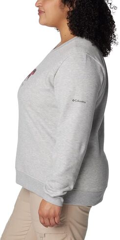 Columbia Women's Hart Mountain II Graphic Crew, Light Grey Heather/Bearly Plaid, XX-Large in Saudi Arabia