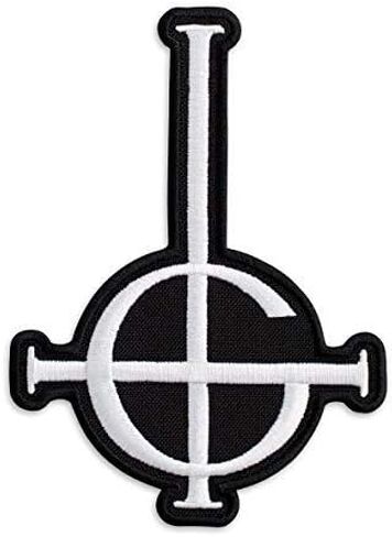 Ghost BC Grucifix Cross Symbol Heavy Metal Doom Hard Rock Band Embroidered Patch Iron On (3.5" x 4.9", White) in Kuwait