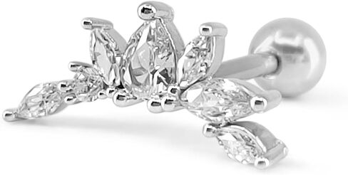 B:PSoem Cartilage Piercing Fashion Jewelry Earrings Elegant Crown Leaf Top design is 14.5mm long 16G thicknes bar with 6mm length ball back clousure in Saudi Arabia
