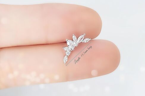 B:PSoem Cartilage Piercing Fashion Jewelry Earrings Elegant Crown Leaf Top design is 14.5mm long 16G thicknes bar with 6mm length ball back clousure in Saudi Arabia