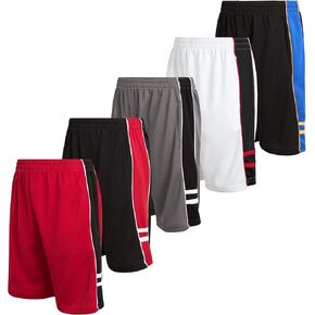 Boys' 5 Pack Shorts Mesh Active Performance Basketball Shorts with Pockets (Size: 8-18)