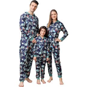 ANGELGGH Matching Christmas Onesie Pajamas for Family, Hooded One Piece Vacation PJs, Cute Printed Holiday Loungewear in Kuwait