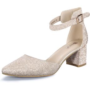 IDIFU Women's IN2 Dress Shoes Low Block Heels | Comfortable Chunky Closed Toe Heel Dressy Ankle Strap Wedding Pumps in Kuwait