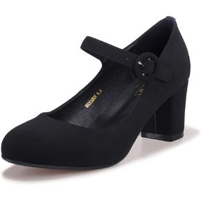 IDIFU Women's Candy Dress Mary Jane Shoes Low Block Heels Closed Round Toe Office Work Church Wedding Pumps