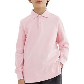 CUNYI Boys Long Sleeve Polo Cotton Uniform Shirt Top Pique Tee for Kids in Saudi Arabia
