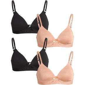 bebe Girls' Training Bra - 4 Pack Soft Microfiber Molded Bra (A Cup/B Cup)