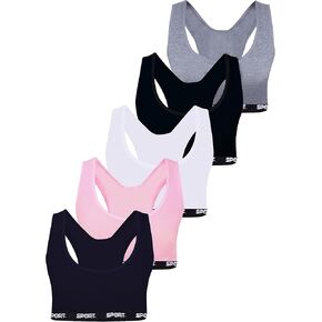 LOREZA ® 5 Girls Cotton Bras Training Cross Back Sports Bra 10-15 Years in Saudi Arabia