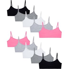 Sweet & Sassy Girls Cotton Spandex Cami Crop Training Bra (10 Pack)