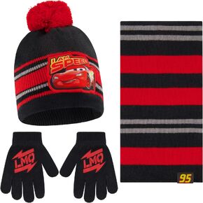 Disney Boys Toddler Winter Hat, Scarf & Mittens Set 2-4 Or Cars Lightning McQueen Hat, Scarves & Kids Gloves Sets 4-7