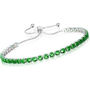 SmileBelle Tennis Bracelets for Women, Adjustable Birthstone Bracelets Cubic Zircons Tennis Bracelet as Birthday Wedding Gift