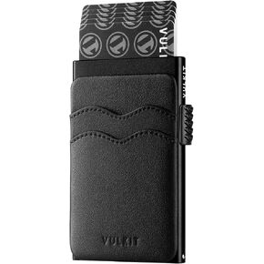 حامل بطاقة الائتمان VULKIT محفظة رفيعة منبثقة مع فتحات جلدية وحجب RFID للرجال والنساء تحمل 7 بطاقات وملاحظات باللون الوردي in Kuwait