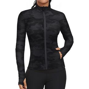 GYM RAINBOW Workout Jackets for Women, Full Zip Slim Fit Lightweight Athletic Running Sports Track Jacket with Pockets