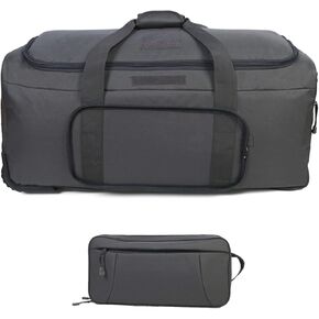 Greencity Duffel Bag Wheels Rolling Deployment Wheeled Military Suitcase Heavy-Duty Extra large deployment bag Capacity 32 Inch，Black
